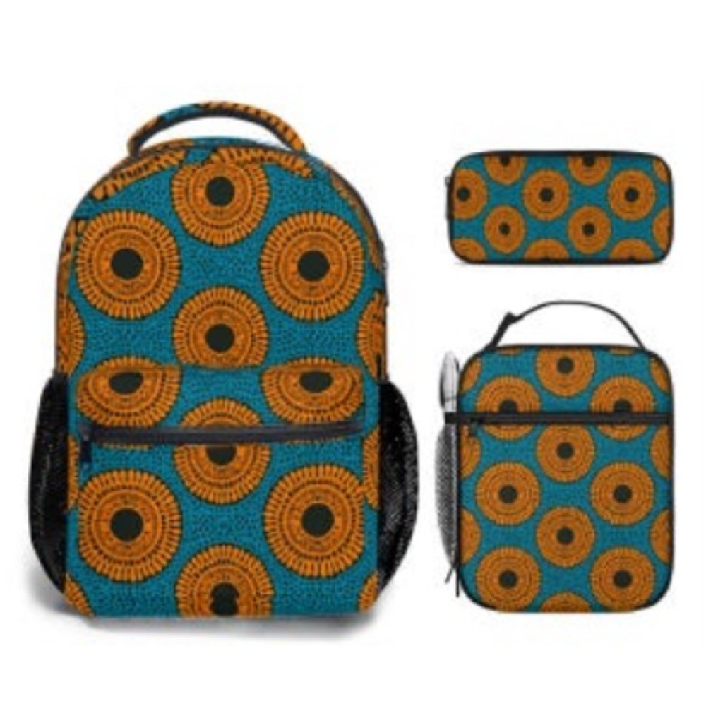 Roots and Radiance Stylish Blue and Orange Backpack Set